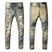 amiri denim jeans skinny-fit distressed stretch embroidery snake metallic copper